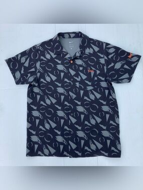 Texas Longhorns Nike Polo Shirt Mens Medium Black Gray NCAA Nike Dri Fit